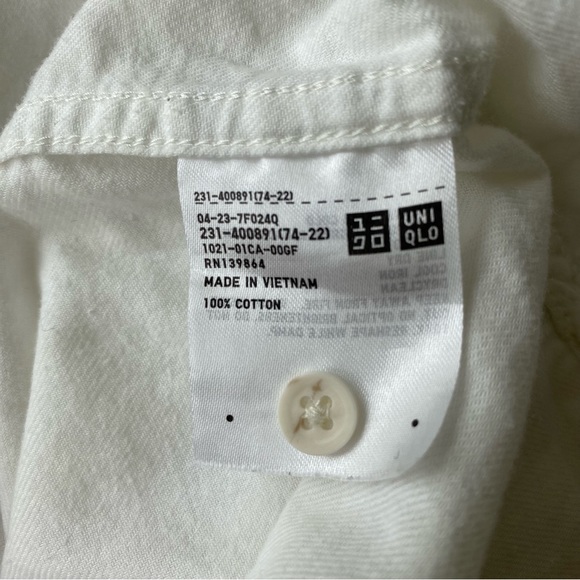Uniqlo flannel button down shirt white size small - Picture 4 of 6